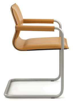 LYBRA - Cantilever tanned leather chair with armrests by ENRICO PELLIZZONI - view 3